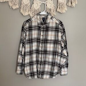 GAP Womens Casual Brown and Ivory Plaid  Shirt